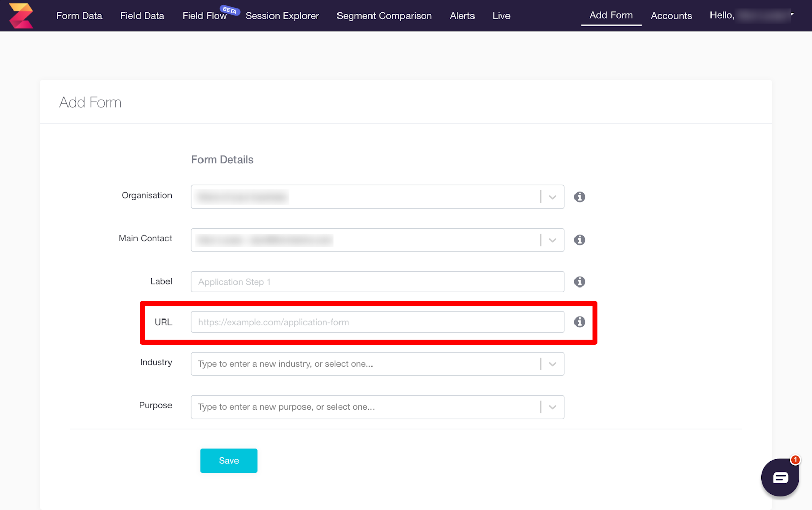 Zuko Analytics Form Set-up Screenshot