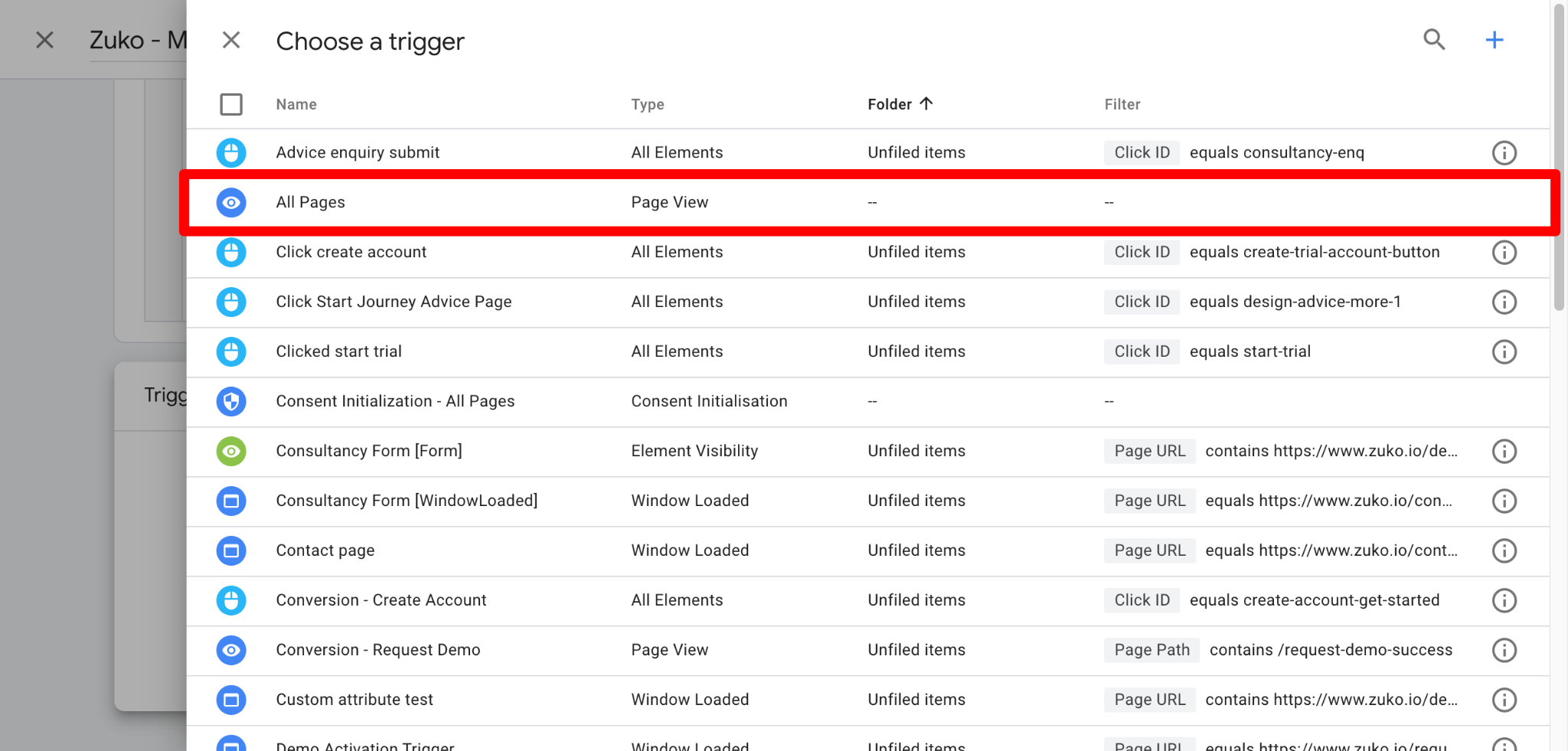 Screenshot of Zuko Medium Tracking Trigger