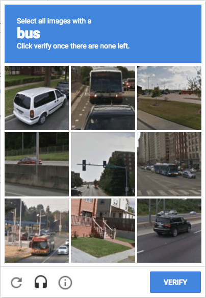 Captcha example for a bus