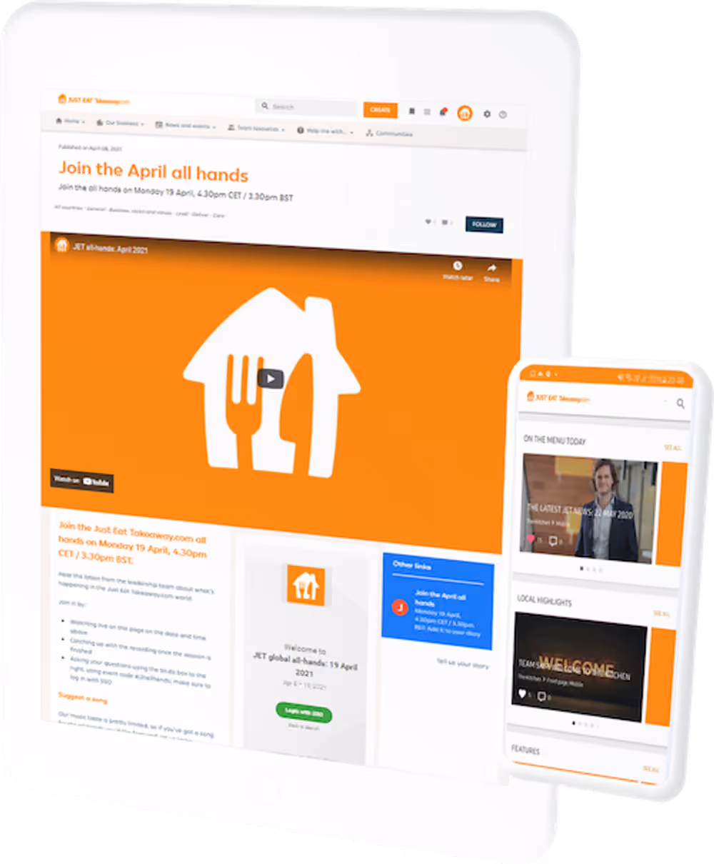 Das Just Eat Takeaway-Intranet von LumApps hilft, das Engagement der Mitarbeiter während einer M&A zu verbessern