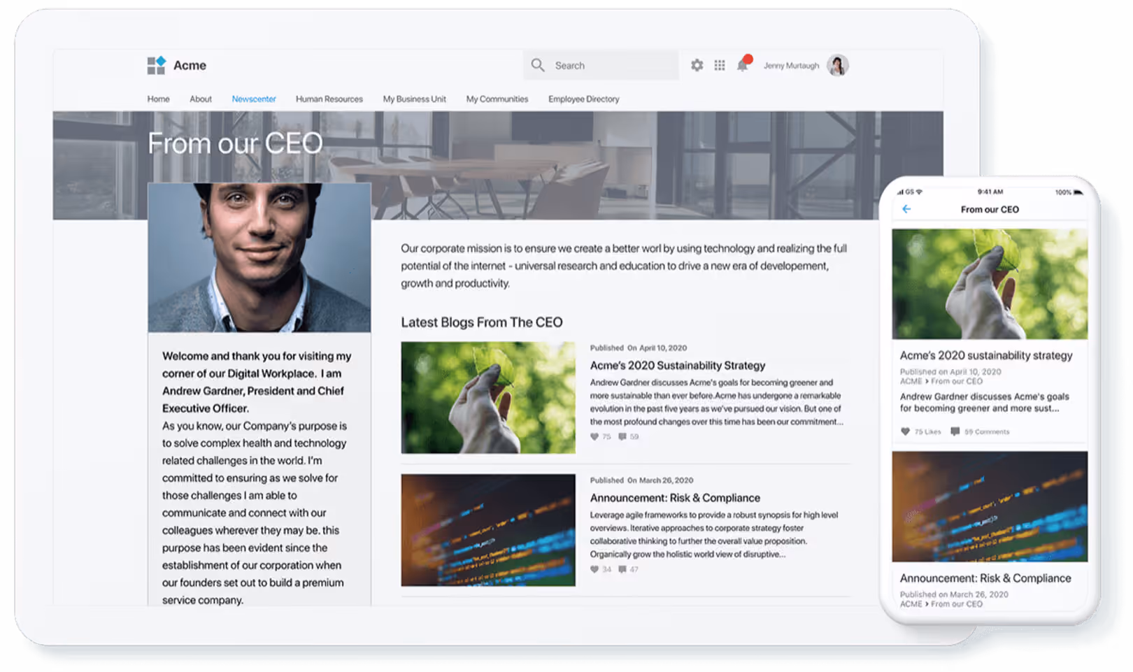 Leadership Corner: caso de uso de LumApps en la intranet