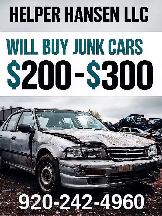 An advertisement for buying junk cars