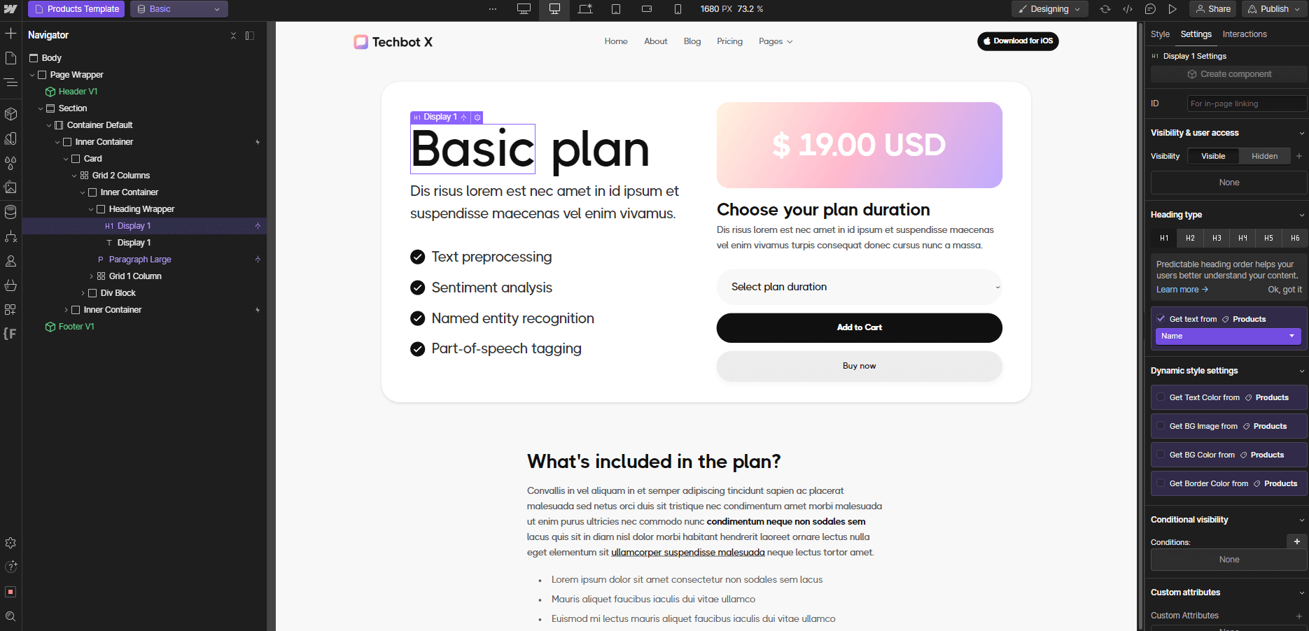 Ecommerce Page - Techbot X Webflow Template