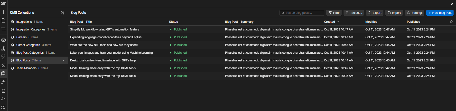CMS Collection - Techbot X Webflow Template