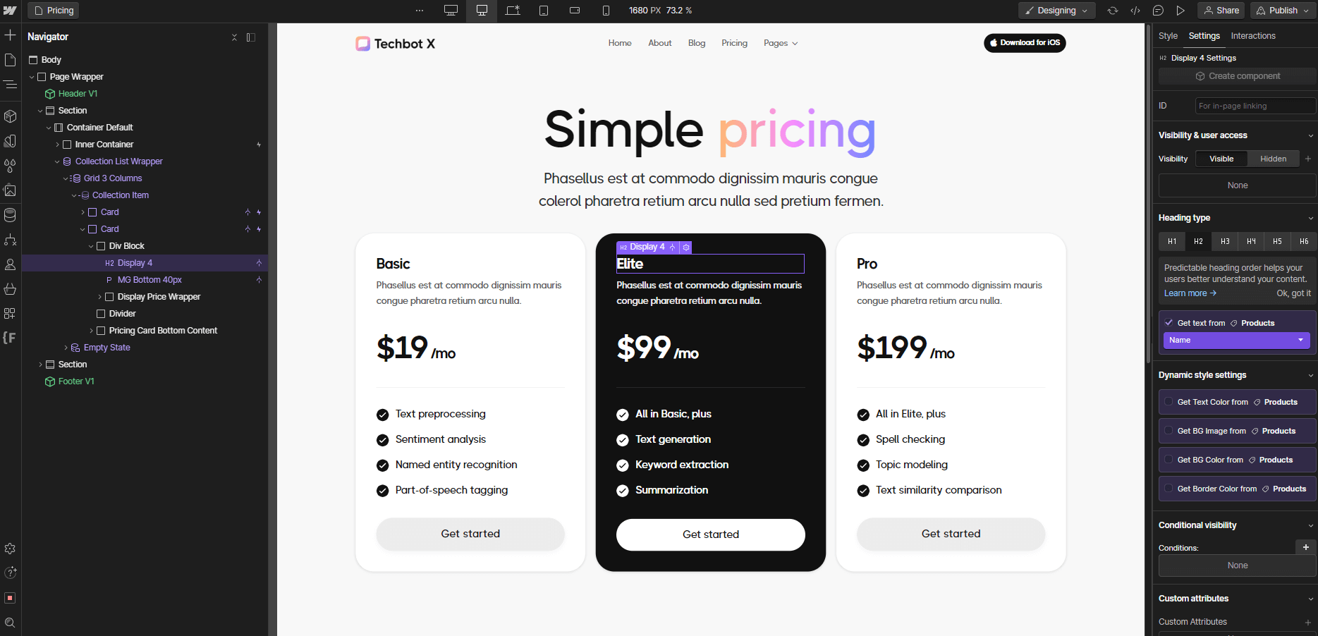 Ecommerce Content - Techbot X Webflow Template