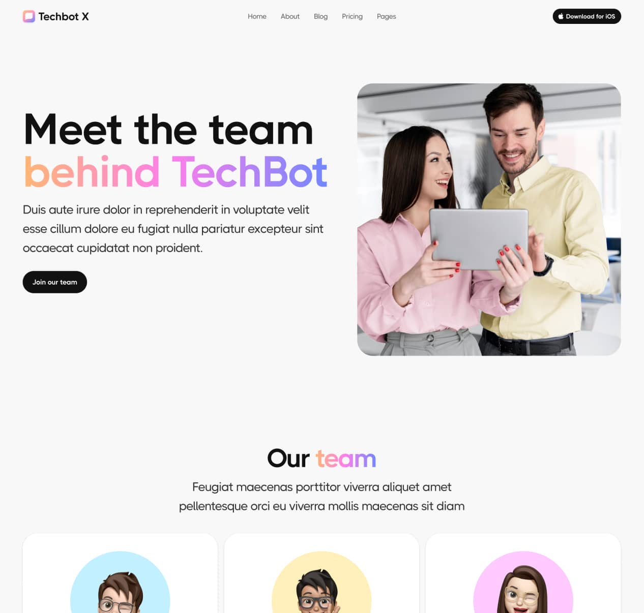 Techbot X - About Page - AI App Webflow Template