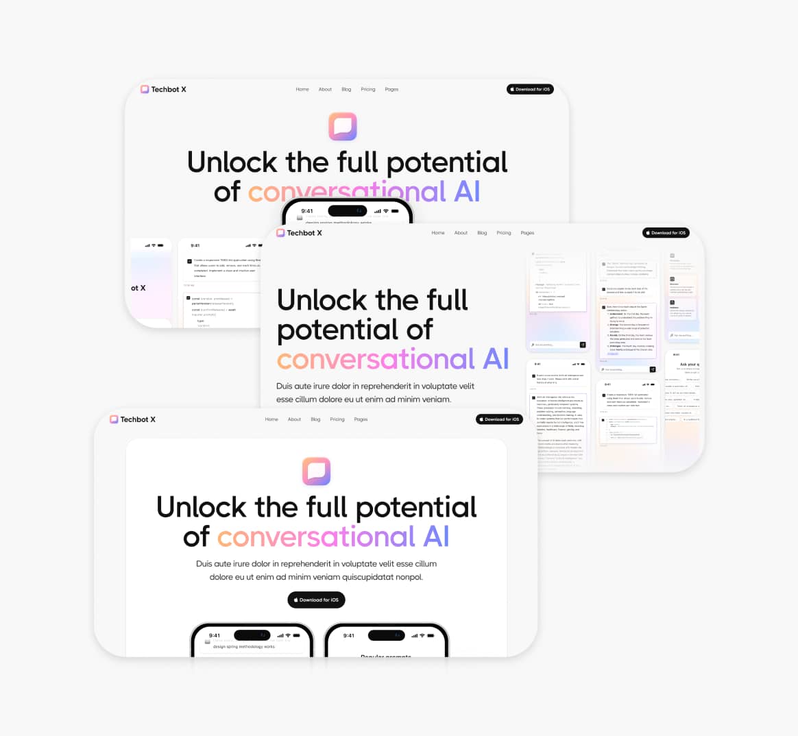 Techbot X - Sections Included - AI App Webflow Template