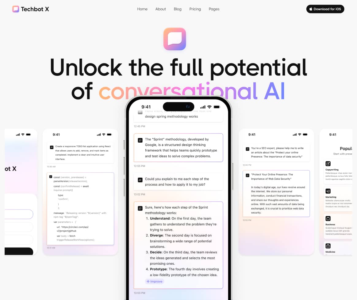 Techbot X - Home V1 Page - AI App Webflow Template