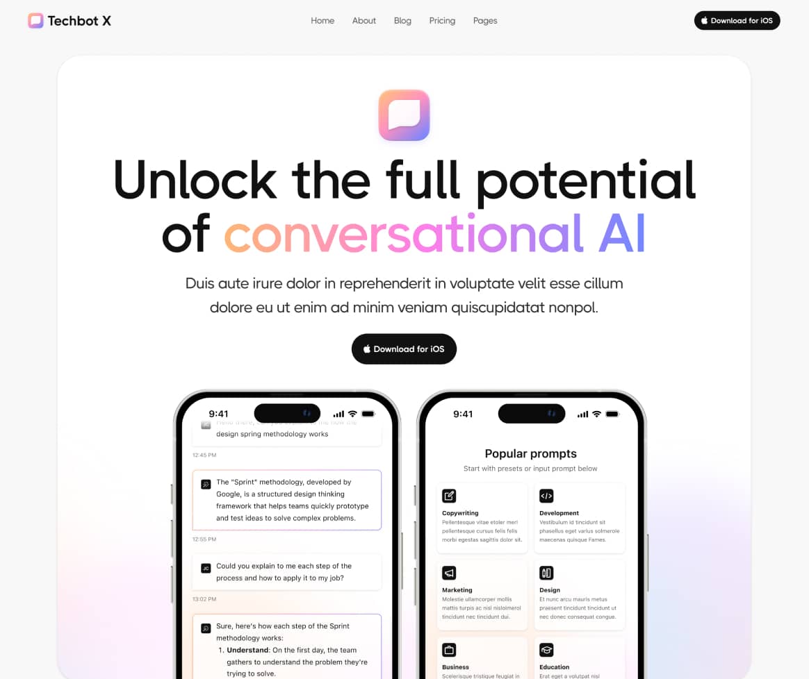 Techbot X - Home V3 Page - AI App Webflow Template