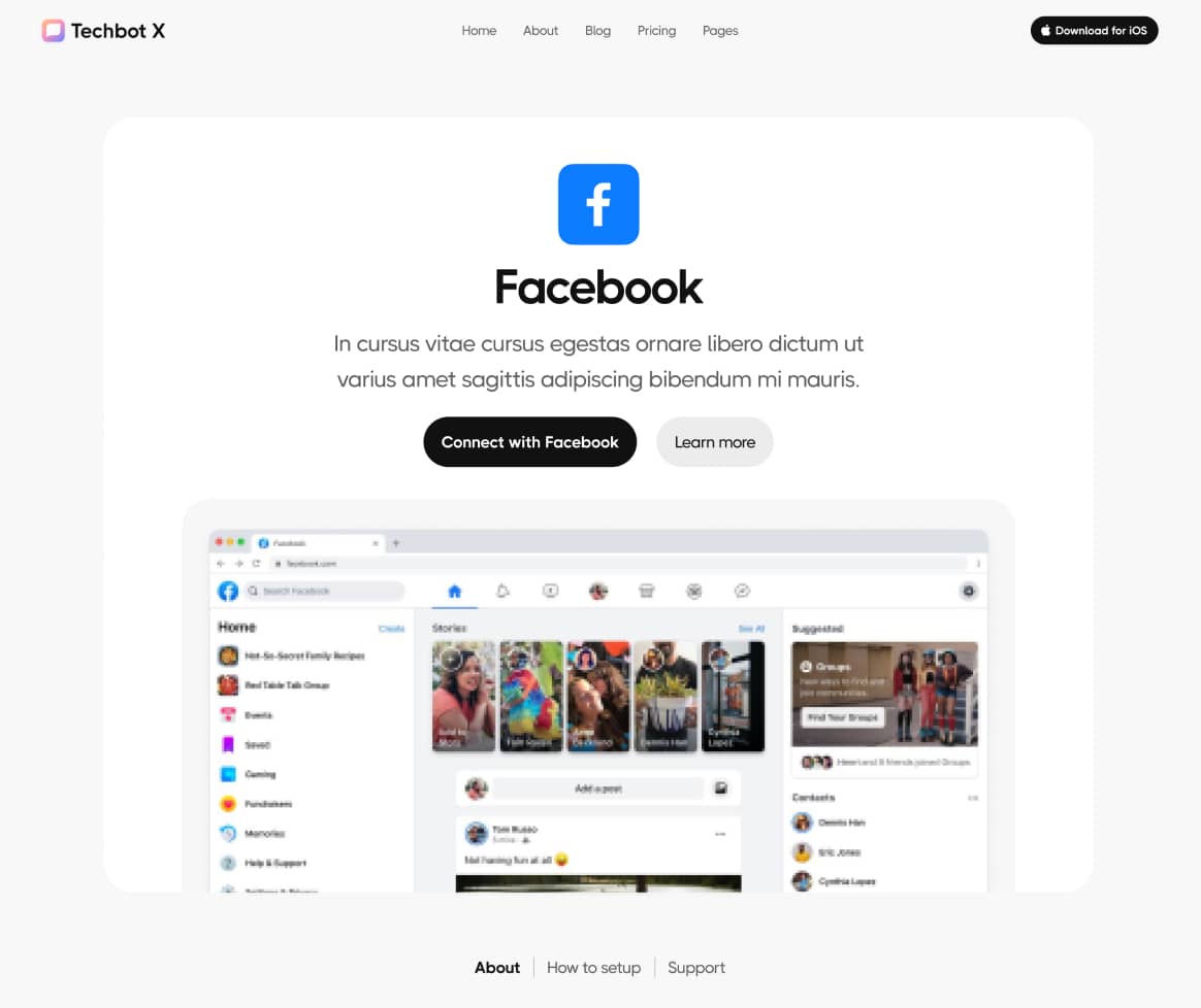 Techbot X - Integration Single Page - AI App Webflow Template