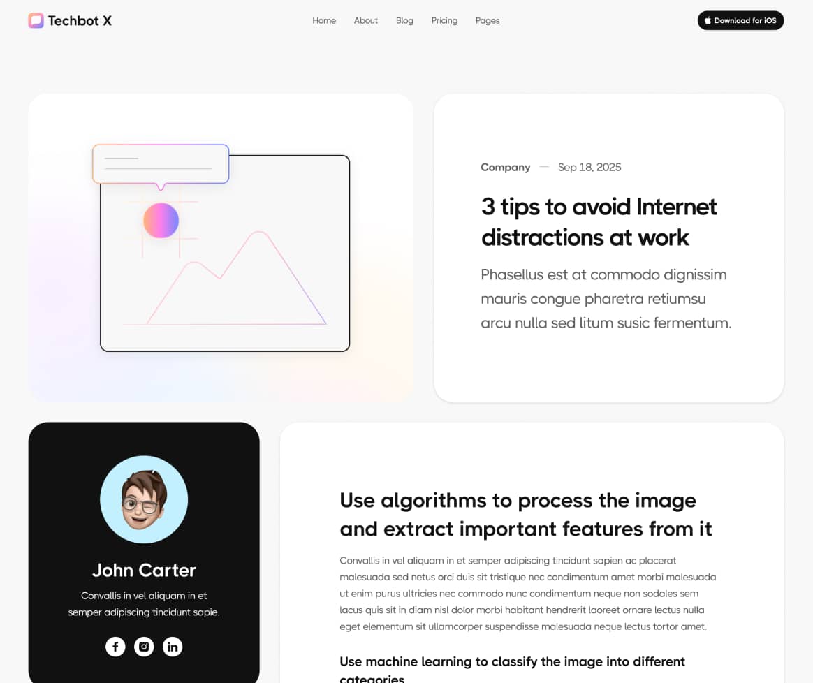 Techbot X - Blog Post Page - AI App Webflow Template