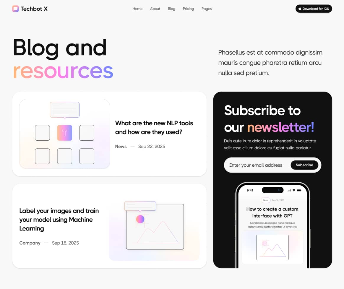 Techbot X - Blog V2 Page - AI App Webflow Template