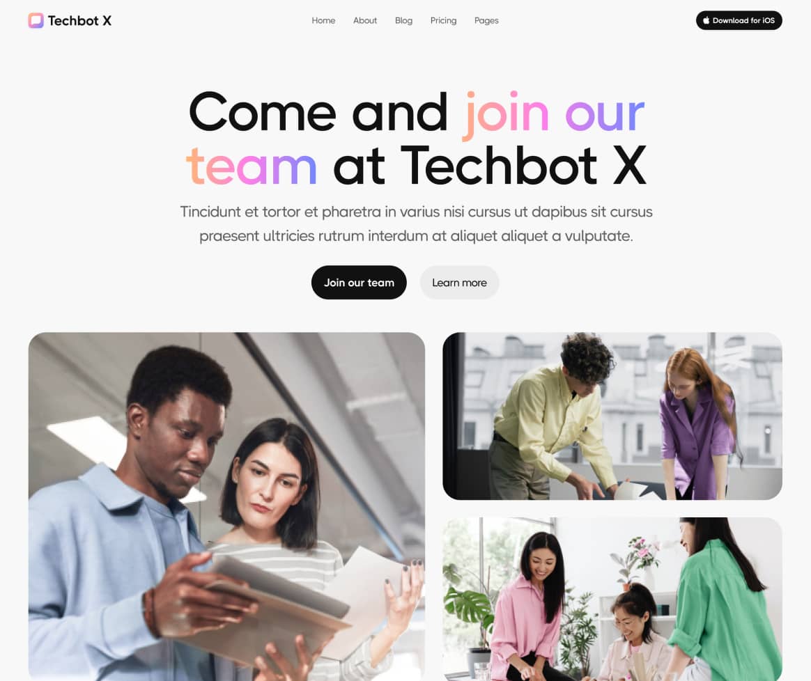 Techbot X - Careers Page - AI App Webflow Template