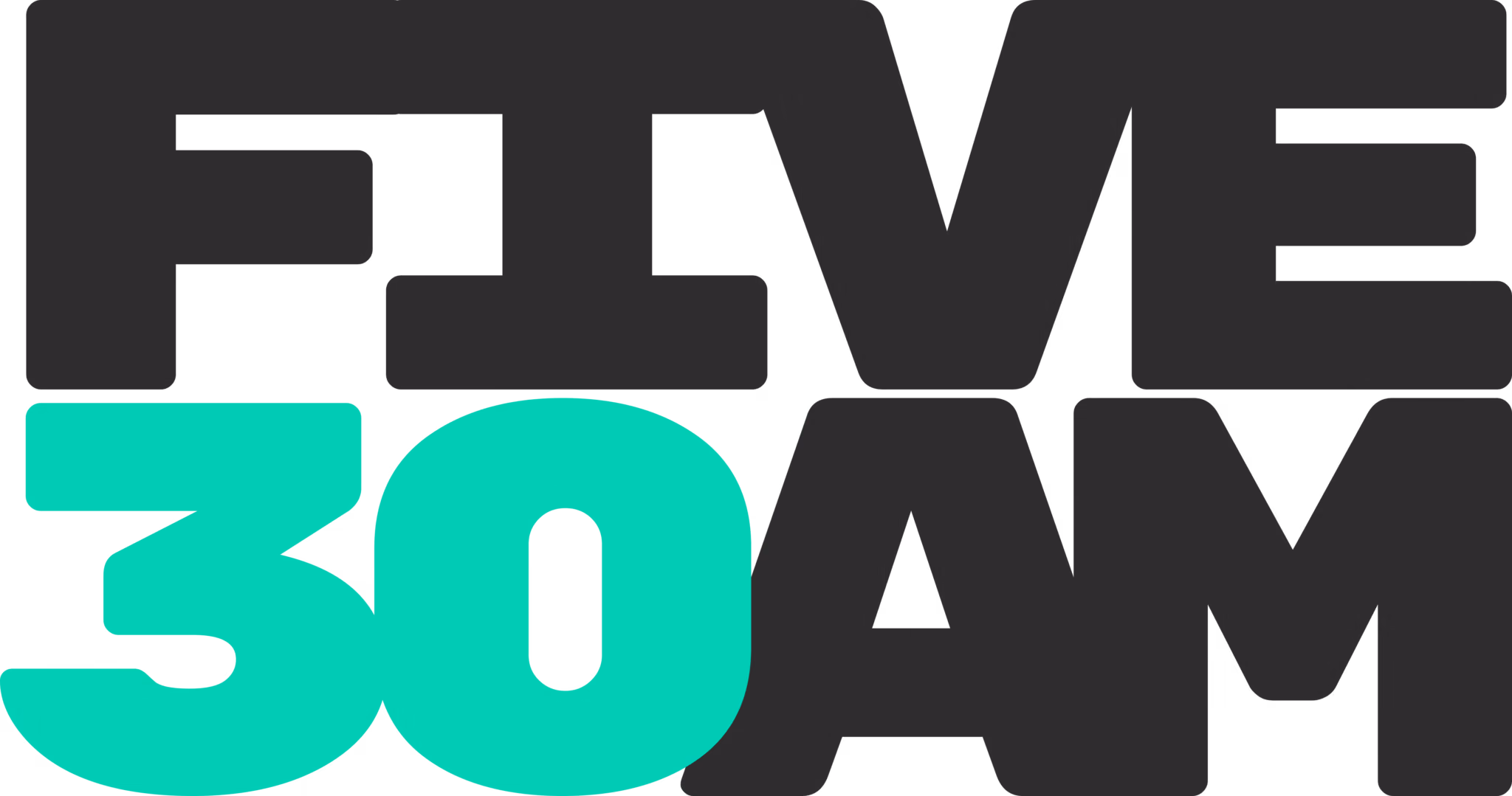 Text logo with words 'FIVE' in black and '30 AM' in teal and black on white background.