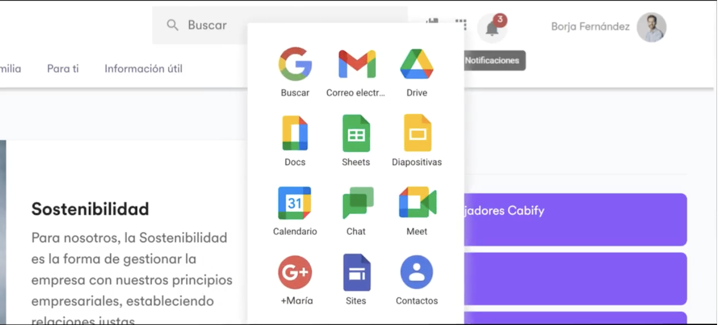 intranet example showing Google Workspace integration
