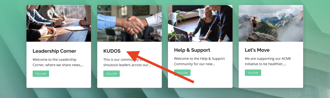 Intranet screenshot showing kudos wall