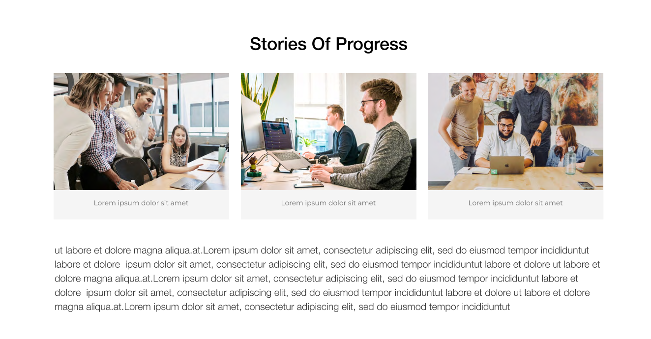 screenshot showing stories of progress landing page in manufacturing intranet