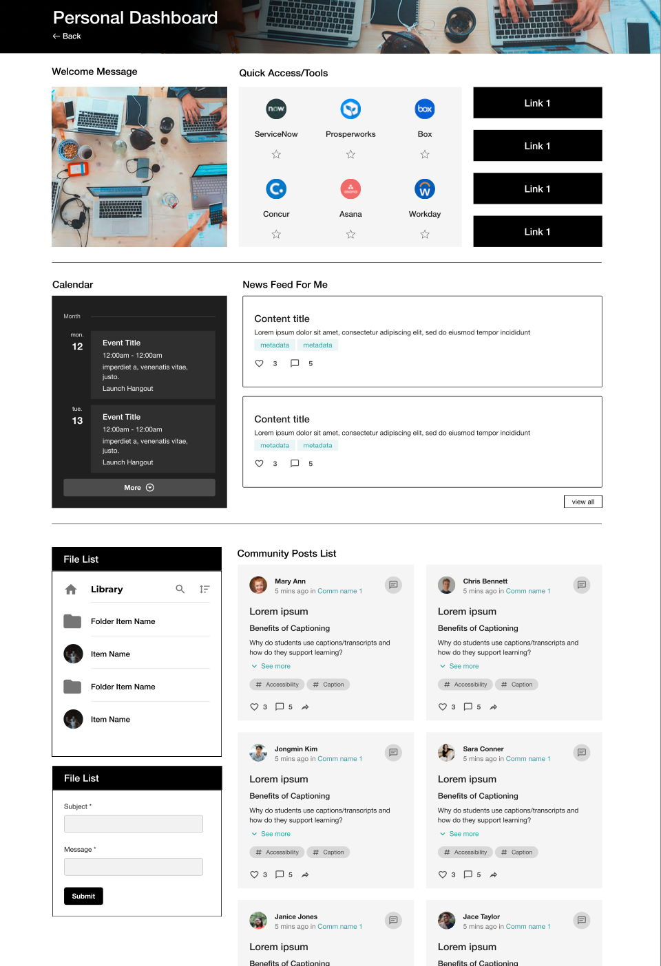 intranet example of employee dashboard