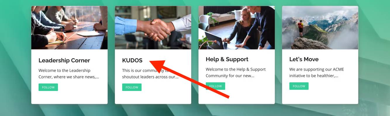 Intranet screenshot showing kudos wall