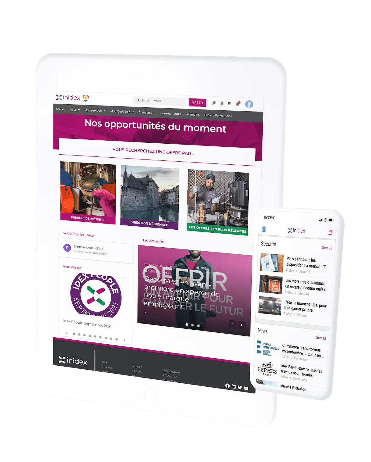 inIdex mobile and table intranet access