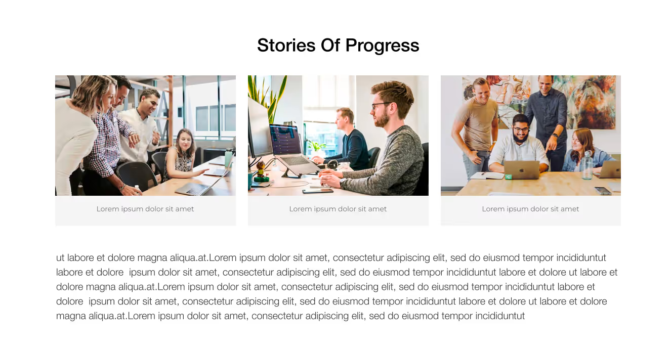 screenshot showing stories of progress landing page in manufacturing intranet