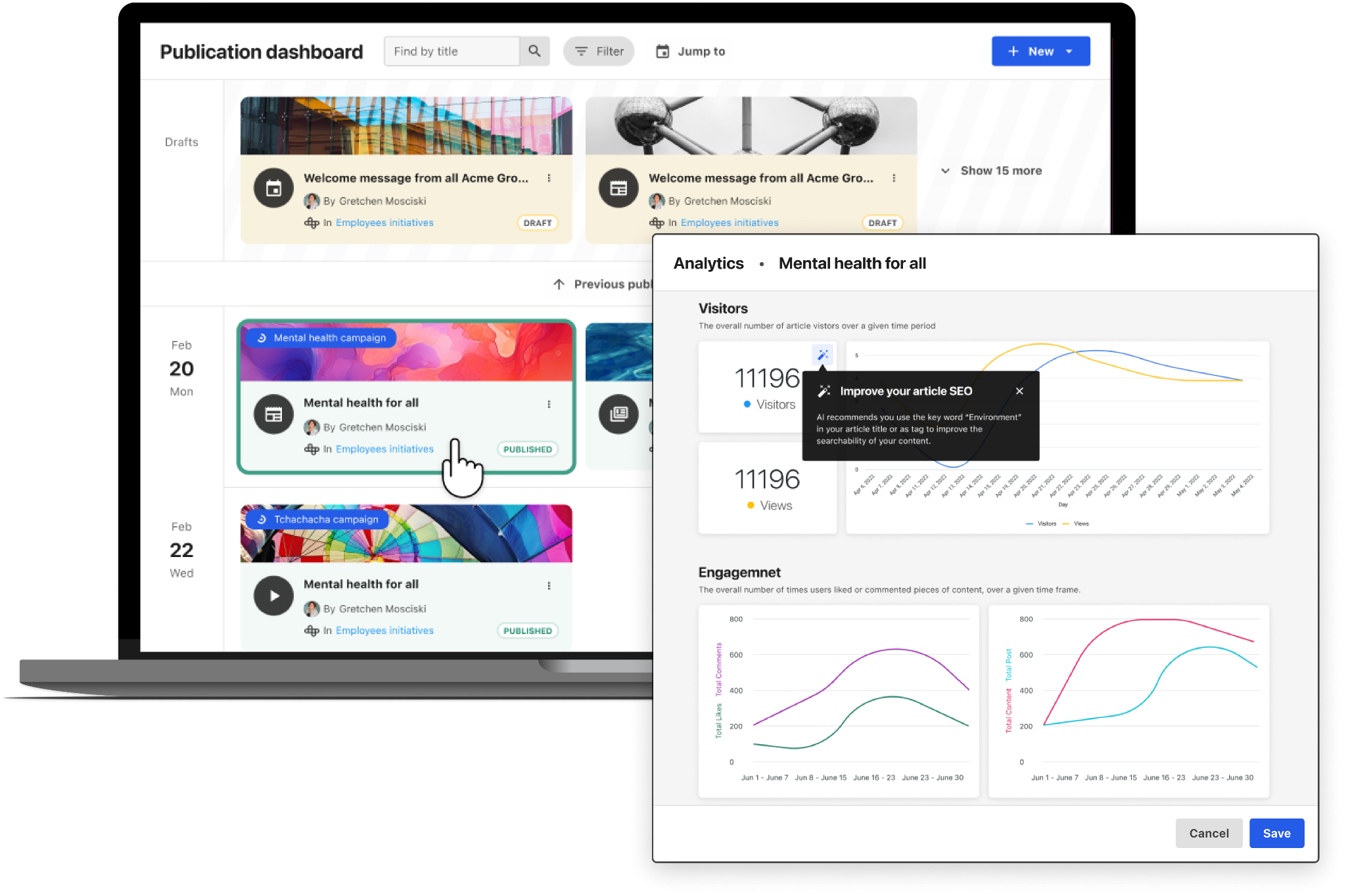 example of personalized content recommendations with LumApps AI