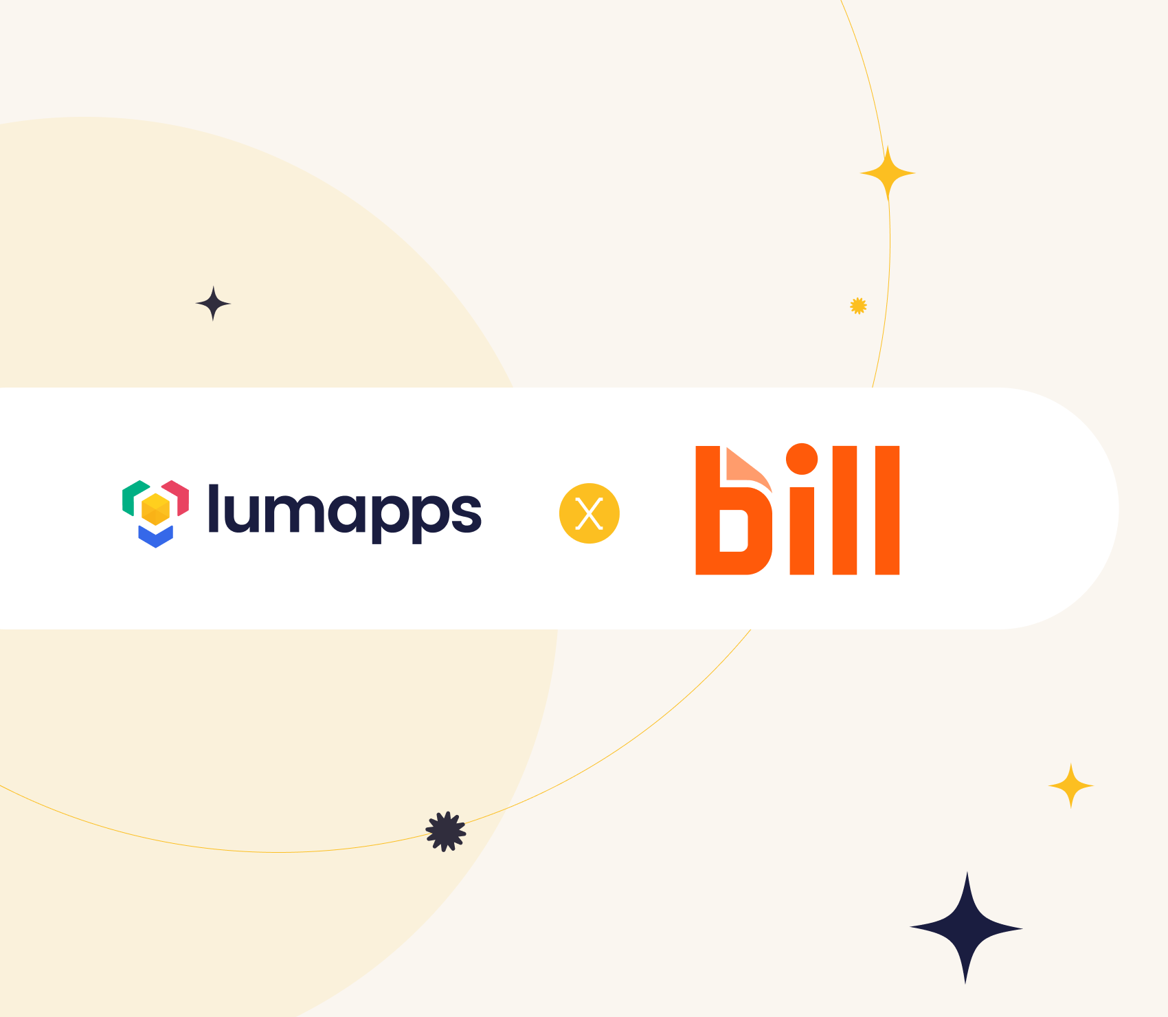 Lumapps and Bill logos side by side with a yellow circle and 'x' between them.