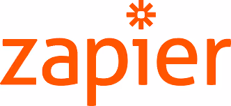 Zapier brand name in orange lowercase letters with an asterisk above the i.