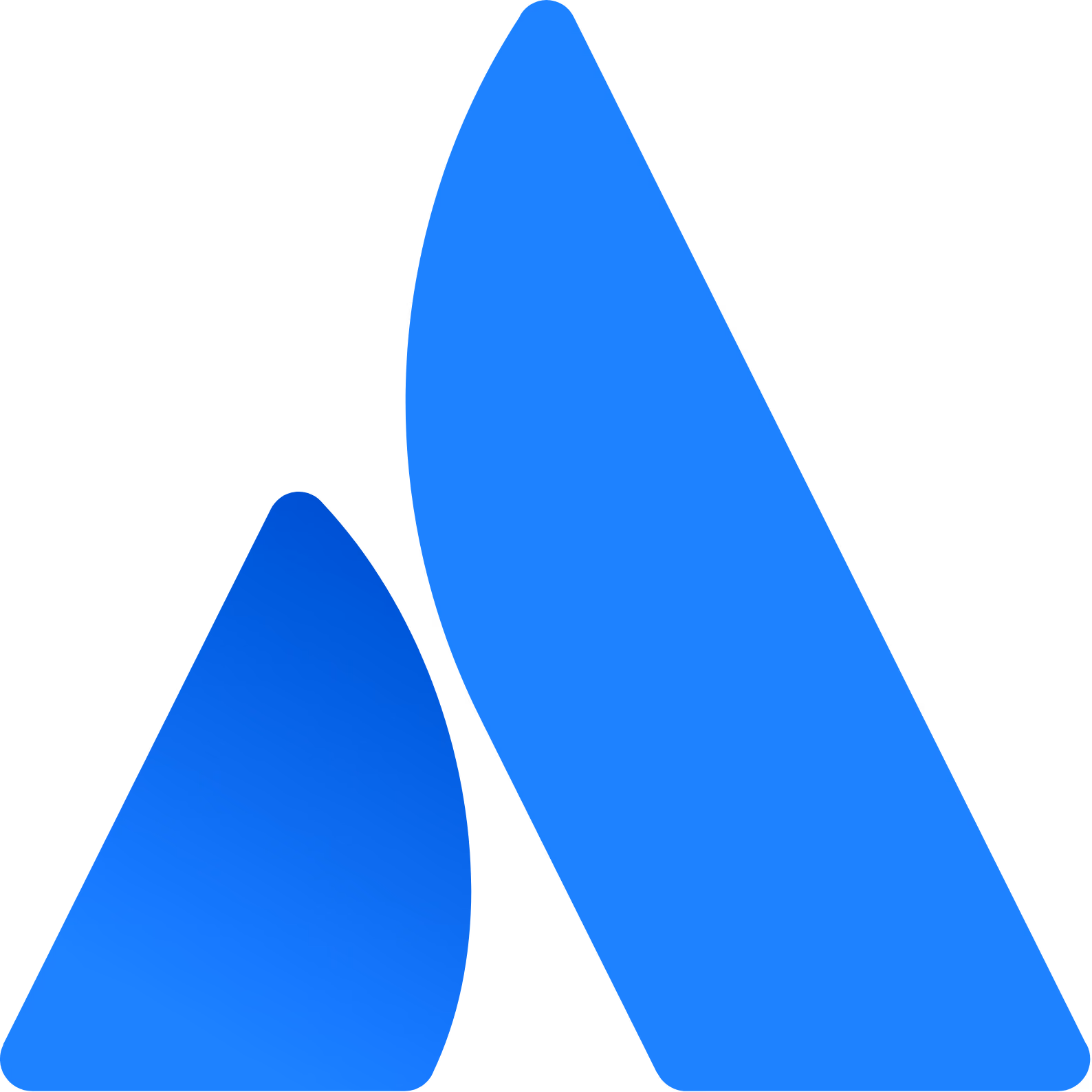 Blue stylized triangular shapes forming the Atlassian company logo.