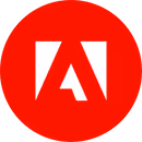 Adobe logo with stylized A in white on a red circular background.