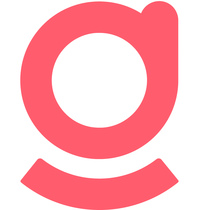 Stylized pink lowercase letter 'a' above a curved pink bar on transparent background.