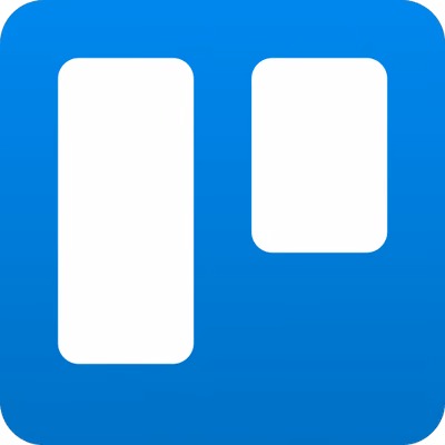 Trello app icon with two vertical white rectangles on a blue square background.