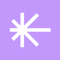 White abstract asterisk-like shape on a lavender square background.