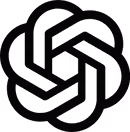 OpenAI logo with an abstract, intertwined geometric design.
