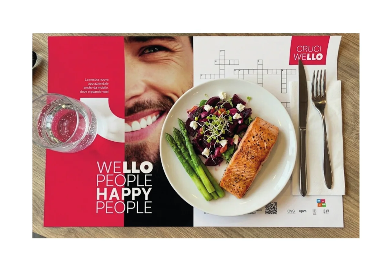 Set de table du lancement WELLO : « WELLO people, happy people »
