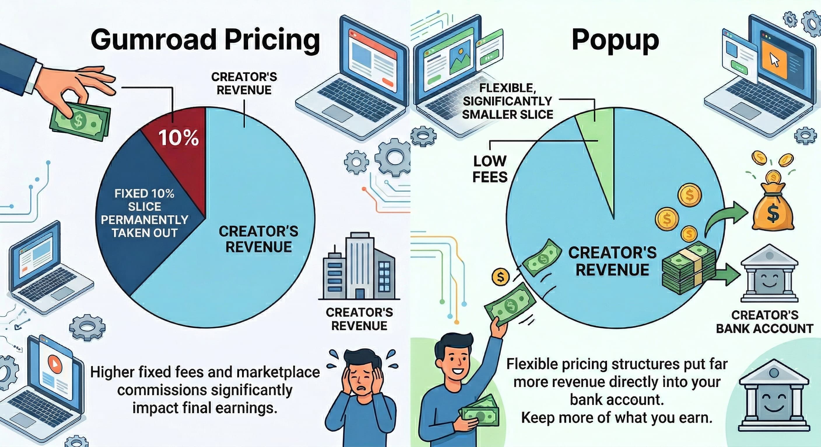 Gumroad Pricing (2026): The 10% + 50¢ Success Tax Exposed | Popup