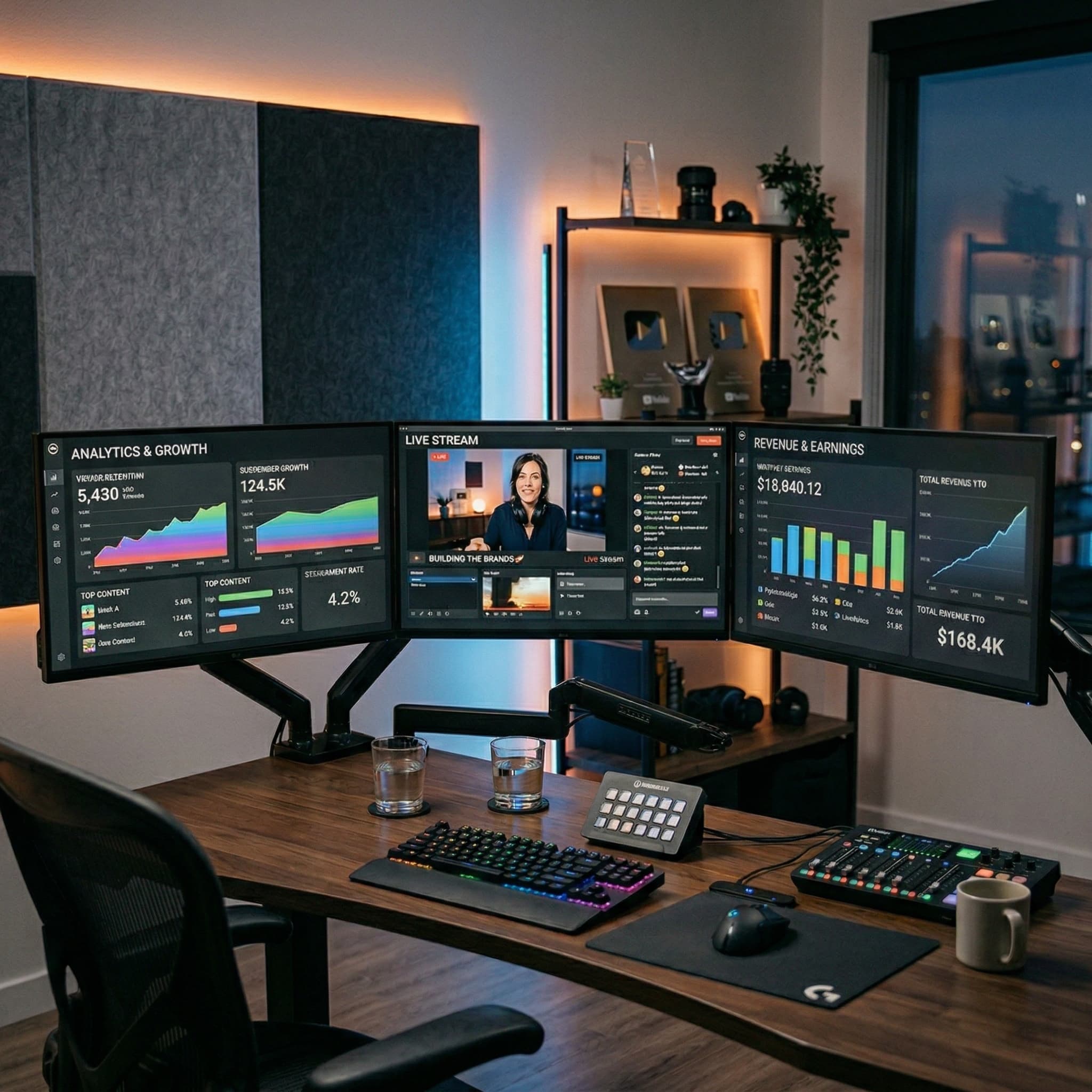A sleek creator studio setup representing a top creator economy platform.