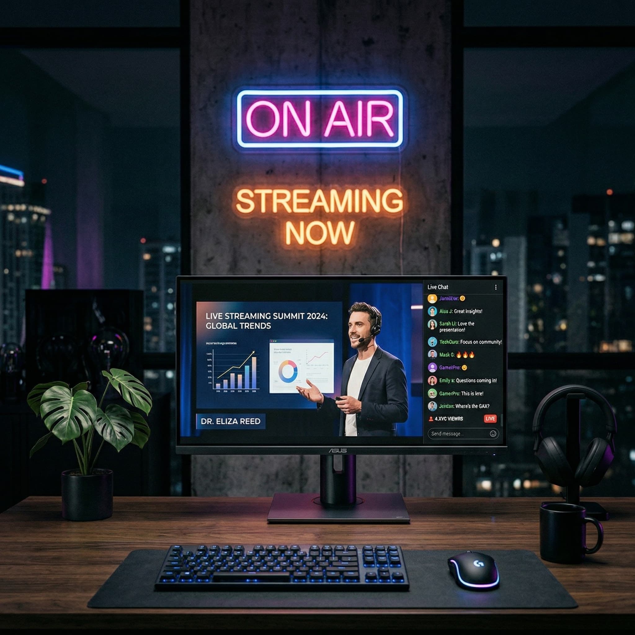 A monitor showing a live presentation, representing modern webinar examples.