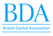 Logo of the British Dental Association with the letters "BDA" in blue.