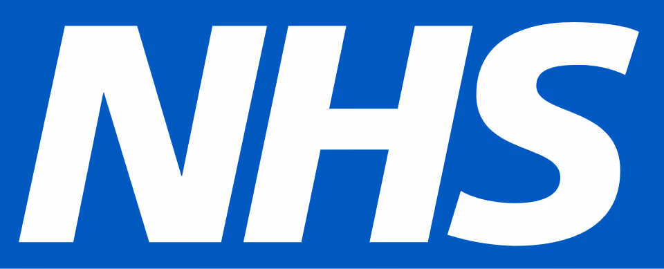 Blue logo with white "NHS" letters.