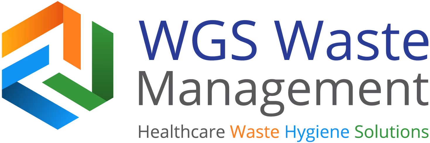 Logo for WGS Waste Management, featuring a multicolored geometric design on the left.