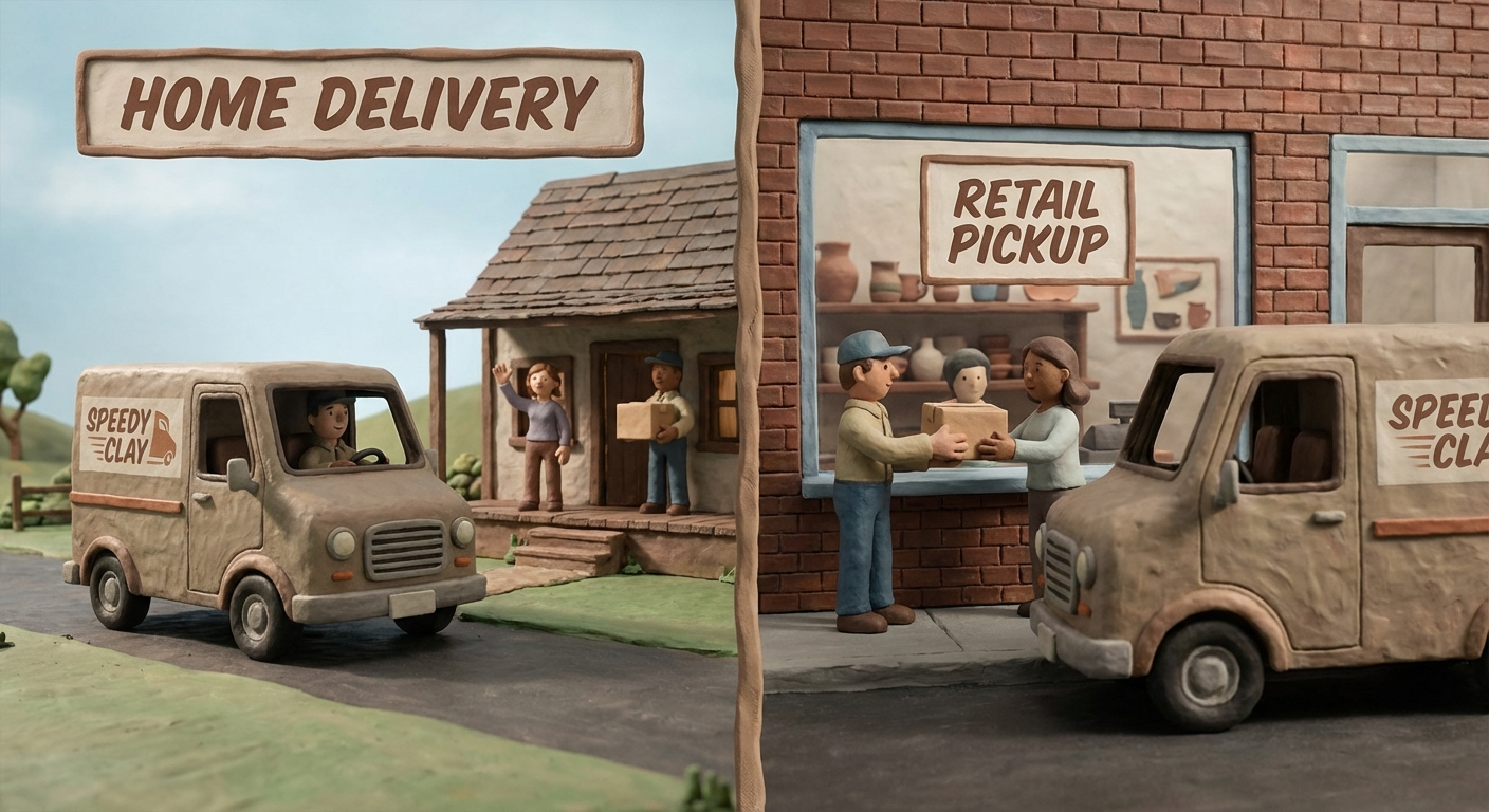 UPS package hold for pickup illustration