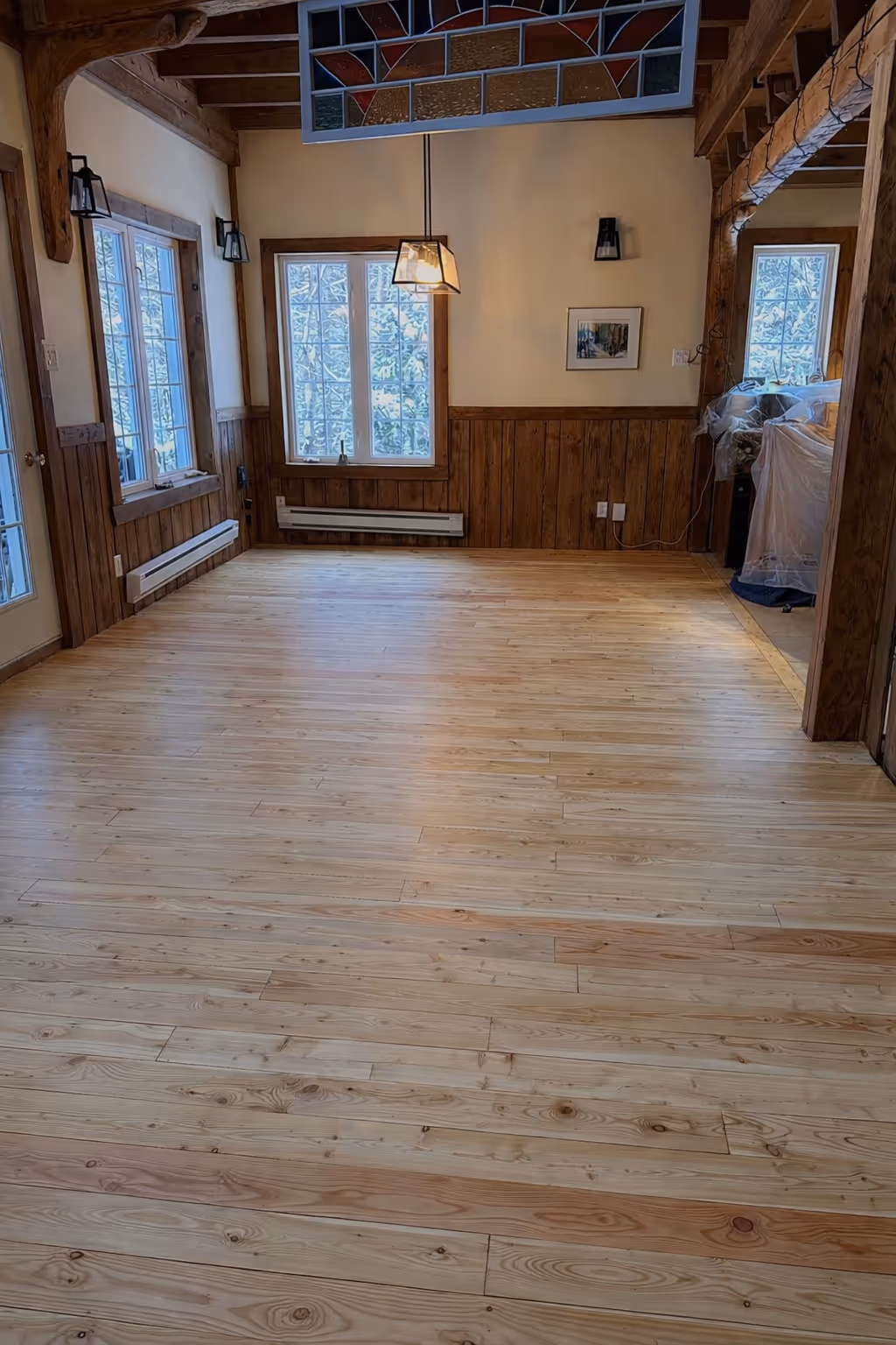 Plancher de bois franc restauré - sablage sans poussière région de Québec