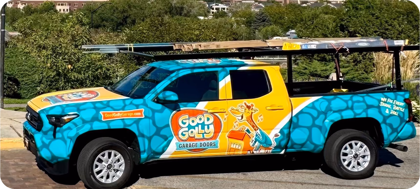 Good Golly Garage Doors Truck parked in Boise, ID