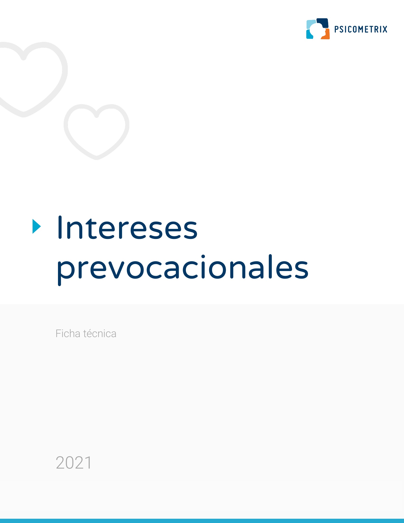 Portada con el título Intereses prevocacionales, fecha 2021 y logotipo de Psicomotrix en la esquina superior derecha.