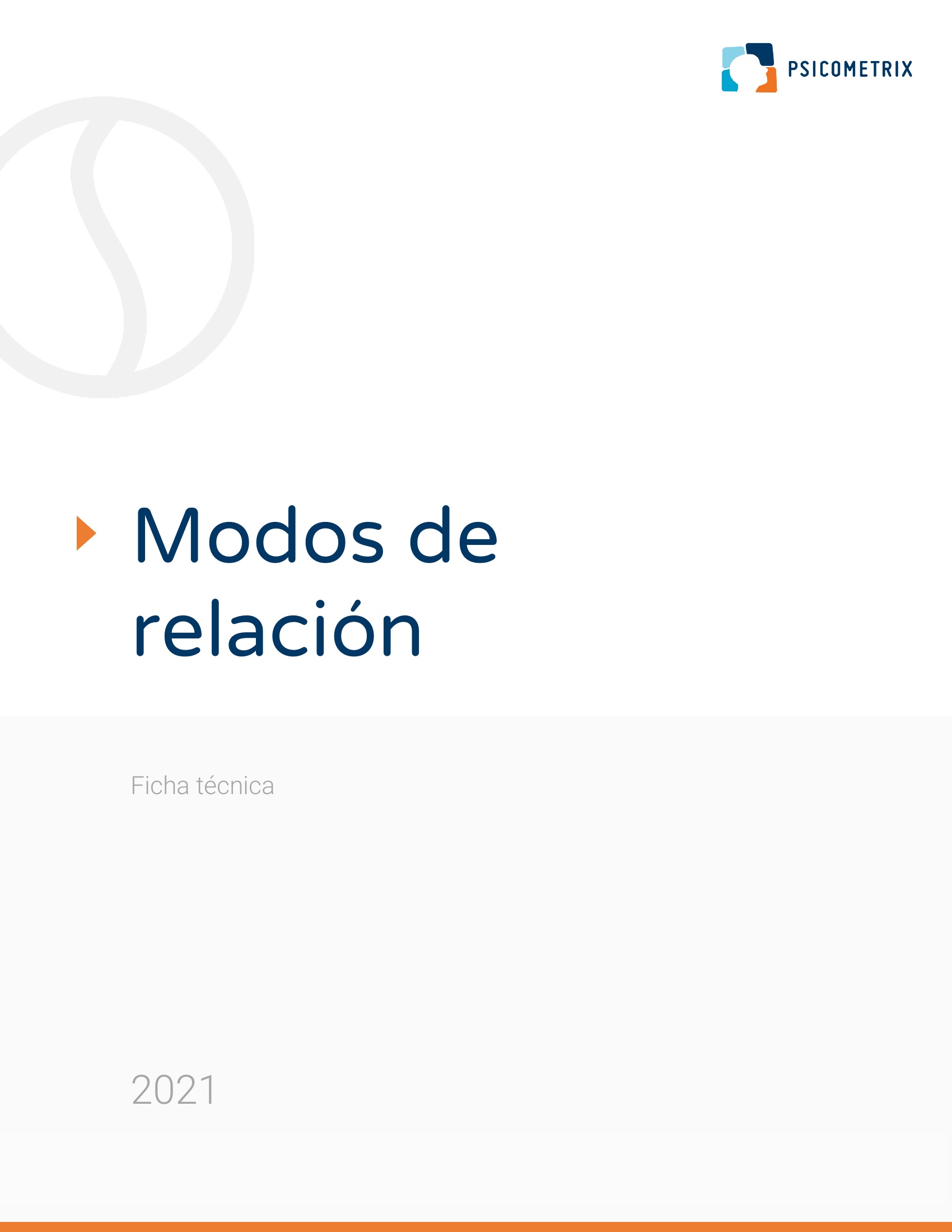 Portada del documento 'Modos de relación' con el logo de Psicométrix y el año 2021.