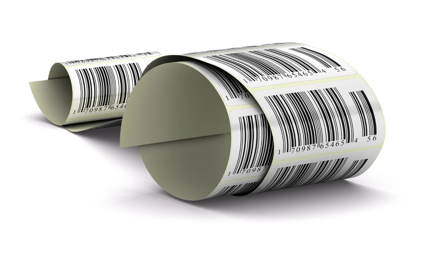 Rolls of barcode labels used for warehouse inventory tracking and product identification