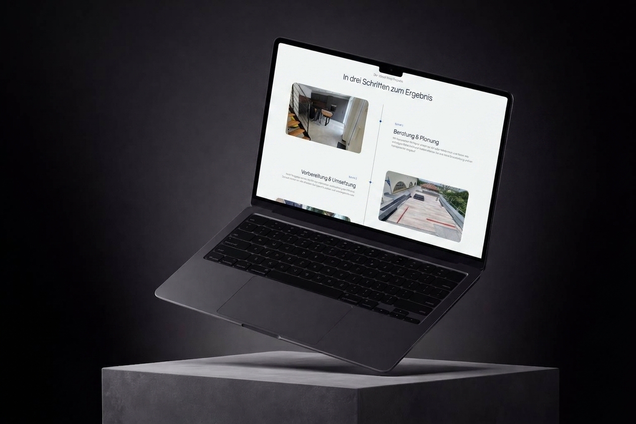 Ablaufbeschreibung in drei Schritten auf der Website von Fliesen Design Funk