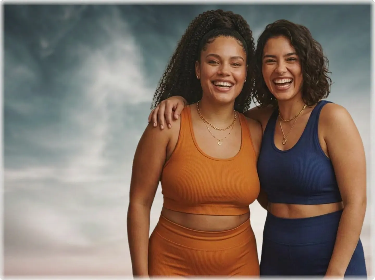 Two women smiling together