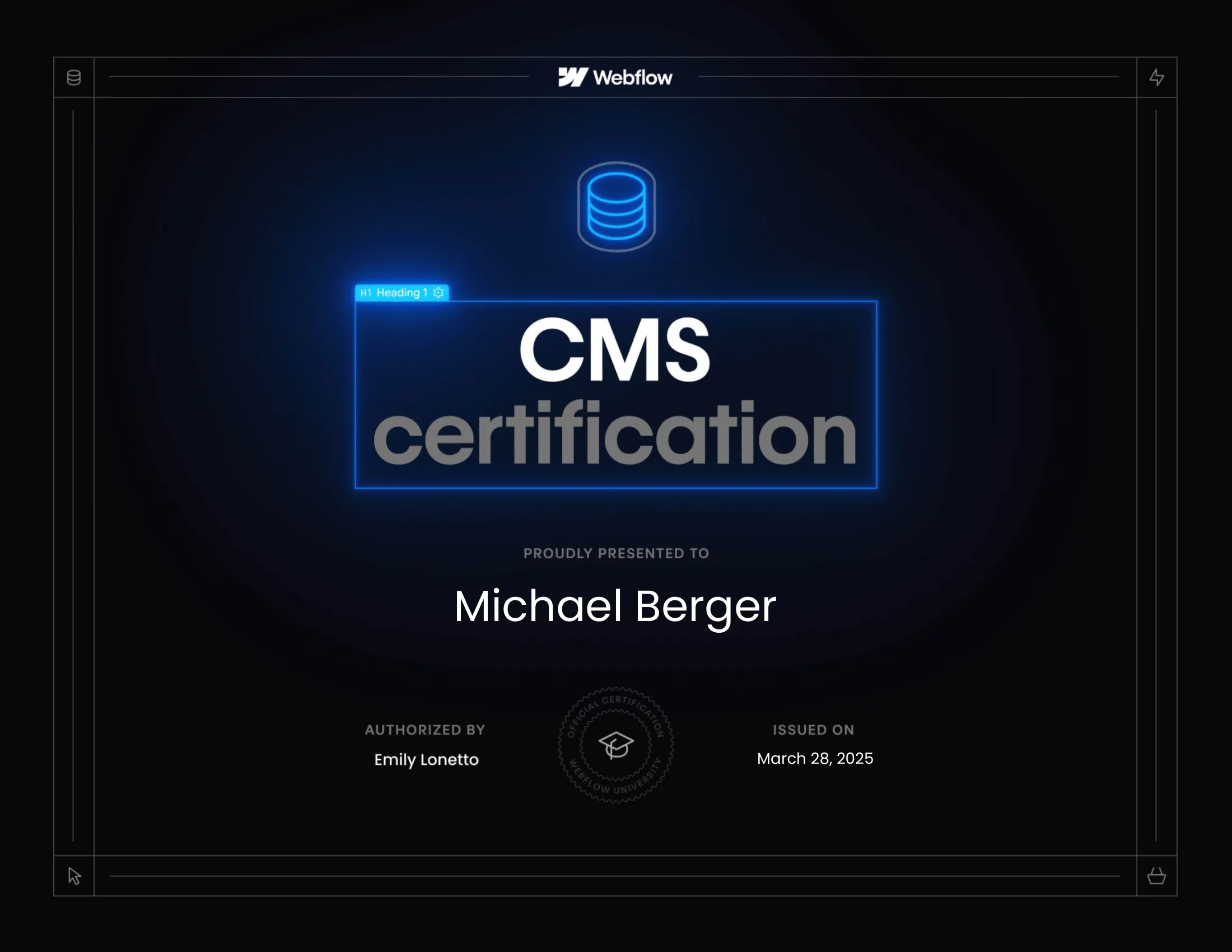 Webflow CMS Certification Michael Berger